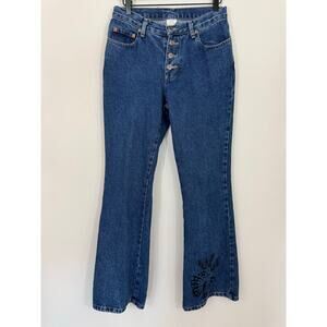 Vintage Color Me Butterfly Print Button Fly Jeans Size 9 High Rise Bootcut Y2K